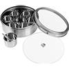 Premier Housewares Porta spezie Set con Coperchio, 7 Pezzi, in Acciaio Inox, Argento, 20 x 20 x 8 cm