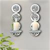 ZOLAPI Set di 2 portacandele in cristallo schiacciato, splendido applique da parete color argento con specchio, portacandele rotondo in vetro, per decorazione della casa, soggiorno, sala da pranzo,