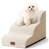 COZY KISS Scale per Cani di Piccola, Scale per Animali per Letto, Divano e Sedia, Rampa per Gatti con Rivestimento Lavabile e Fondo Antiscivolo, Leggera, 40x57x40cm, 3 Gradini, Beige