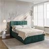 DEGHI Letto una piazza e mezza contenitore 120x190 cm imbottito in tessuto effetto maglia petrolio - Bedz