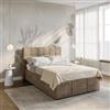 DEGHI Letto una piazza e mezza contenitore 120x190 cm imbottito in tessuto effetto maglia tortora - Bedz