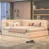 ZYLOYAL10 Letto imbottito divano letto multifunzione con rete a doghe in velluto delicato sulla pelle (beige, 160 x 200)