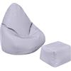 Loft 25 Kids Bean Bag Gamer Chair, Mobili Resistenti all'acqua per Pouf Bambini, Seduta BeanBag per all'aperto e Interno, Design Ergonomico Pouf Poltrona (Bean Bag + Poggiapiedi, Grigio)
