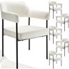 TecTake® Set 6 Sedie Sala da Pranzo, Sedie Moderne con Gambe in Acciaio, Sedia Ergonomica, Sedie da Cucina Antiscivolo, Ideali per Soggiorno e Sala da Pranzo - Tessuto, Bianco Avorio/Nero