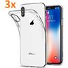 REY Pack 3X Cover in Gel TPU Trasparente per iPhone X y iPhone XS, Ultra Sottile 0,33 mm, Morbido Flessibile, Custodia Silicone