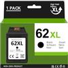 CARTRIGO 62 XL Cartuccia d'inchiostro di ricambio per HP 62 Nero XL Cartuccia per Cartuccia HP 62XL per Envy 5640 5540 7640 5547 5548 5642 5644 OfficeJet 5740 5742 200 250 (1er-Pack)
