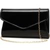 DETARA Pochette da donna in pelle verniciata, elegante borsa a tracolla per Natale, matrimoni, feste di fine anno, nero, Standard