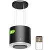 Ciarra CBCB4838 A+ Cappa a isola a sospensione 48cm 550m³/h con app Smart Wi-Fi 4 livelli Booster Cappa a isola circolazione d'aria Nero