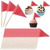 AHQiZFX 100 bandiere triangolari per stuzzicadenti, bandiere rosse in tinta unita, piccole mini bandiere triangolari di colore rosso, decorazioni fai da te per feste di compleanno