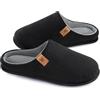 VeraCosy Uomo Accogliente Pantofole a coste in Memory Foam Scarpe da Casa Indoor Negro oscuro,44-45 EU