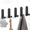 Bosdontek Gancio Adesivi - 5 Pezzi Gancio Adesivo da Parete Ganci Appendiabiti Adesivo Ganci Asciugamani per Bagno/Armadio/Cucina (Nero Opaco)
