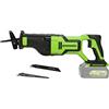Greenworks GD24RS Sega a Gattuccio Batteria con Motore Brushless, 2700 Colpi/min., Lunghezza Corsa 28mm, SENZA Batteria 24V e Caricabatterie, Garanzia 3 Anni