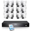 ZOSI 4K Kit Videosorveglianza PoE, 16CH 4K 4TB NVR con 12X 8MP Telecamera PoE, AI Rilevamento di Persone e Veicoli, Visione Notturna a Colori, Audio Bidirezionale, Allarme Luminoso e Sonoro, C225