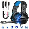 BEEXCELLENT CUFFIA GAMING GM-14 X PS4 PS5 PC XBOX ONE SWITCH MICROFONO LUCE BLU
