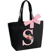 hamatata Borsa Tote Bag con Iniziale, Borsa Shopper con Papillon, Borsa Donna Personalizzata con Nome, Regali per Donna, Amica, Sposa Damigella D'onore, Mamma, Compleanno, Nozze, Natale, San Valentino(S)