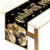 NEERIX Runner da tavolo per compleanno, elegante design nero e dorato, decorazione per feste e feste, in tessuto stabile, per interni ed esterni, casa, cucina
