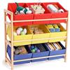 BELLE VOUS Porta Giochi per Bambini - con 3 Livelli di Contenitori - Scaffale Portagiochi per la Cameretta - Mobile da Bambino - Organizer Giocattoli in Legno Colorato