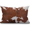 BGBDEIA Federa per cuscino in pelle bovina, motivo leopardato, in tre colori, marrone, mucca, cotone, lino, decorativa, rettangolare, per divano e letto, 30 x 50 cm