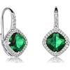 Diamond Treats Orecchini Pendenti Donna in Argento Sterling 925 con Zirconi Cubici Verde Smeraldo e Bianco, Orecchini Lunghi con Pietre Verdi, Orecchini Verdi per Donna, Orecchini Donna Argento 925