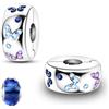 LNQOBU Clip/Stopper Charms per Bracciale Argento 925 Pave Cubic Zirconia Bead Stella Luna Farfalla Blu Gioielli Regalo per Donna