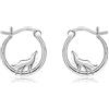URONE Wolf orecchini in argento 925 lupo orecchini a cerchio lupo gioielli donna lupo regali per donne, Argento sterling, Nessuna pietra preziosa