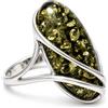 SilverAmber Jewellery Anello regolabile grande in argento sterling 925 e ambra verde baltico - GL423GA