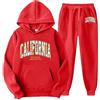 Generico Tuta Uomo Completa Felpa Leggera Rossa Con Zip Da Ginnastica Cappuccio Maglioni Scollo V Cotone Full Hoodie Lavoro Intera