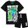 MINECRAFT Pigiama Corto Bambino, Morbido e Confortevole 2 Pezzi Creeper Pigiama Set - Regalo per Ragazzi (Nero, 9-10 Anni)
