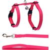 Flamingo Imbracatura con Guinzaglio Flamingo Lomi - Fuchsia | Per Gatti di Taglia Normale | A: 22-36 cm, B: 27-46 cm, C: 110 cm x 10 mm x 2 mm - Regolabile, Comoda, con Design Elegante