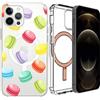 Mixroom - Cover Custodia per Apple iPhone 14 PRO Cerchio Magnetico Compatibile con l'Alimentatore MagSafe Disegno MACARONES Dolci 308