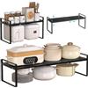 Gevvnss Ripiani Cucina Salvaspazio,Scaffale Organizer Mensole Cucina Espandibili 35-65 * 22 * 25cm,Organizer Cucina Divisorio per Cucina,Spezie,Banconi,Dispensa,Bagno,Set di 1,Nero
