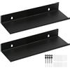 Pilikoll 2 Pezzi 30cm Mensola Doccia Senza Foratura Nero Mensole Galleggianti da Parete in Metallo Senza Foratura Bagno Organizer Doccia per Bagno, Salotto, Cucina, Cameretta