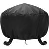 Nomiou Telo Protettivo per Braciere Circolare da Giardino Accessori per Camini Esterni Coperture per Fuochi Telo Copri Barbecue Protettivo Telo Copertura Antipioggia Polvere Sole Neve Anti-UV,77cm,Nero