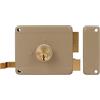 Amig - Serratura a Sovrapposizione a destra con leva di chiusura, linguetta e maniglia per porte in legno mod. 77-100 x 85 mm - Chiavistello con cilindro rotondo a segreteria - Acciaio Beige