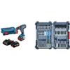 Bosch Professional Trapano a Percussione a Batteria GSB 18 V - 28 (incl. 2x Batteria, Caricatore, in L - Case) + 35 pz. Set di punte MultiConstruction e bit di avvitamento, accessori