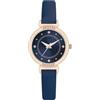 NUOVO Orologi da donna in pelle blu orologi da donna cassa oro rosa elegante semplice orologio cristallo orologio diamante analogico al quarzo per le donne, Blu, Minimalista