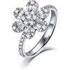 Gualiy Fedi Nuziali Oro 18K, Anello di Oro Bianco, Anello Fiore con 0.65ct Diamante Taglia 17