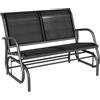 Outsunny Panchina a Dondolo da Giardino a 2 Posti in Metallo e Tessuto a Rete Traspirante, 120x70x85cm, Nero