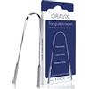 ORAVIX Pulisci lingua in acciaio inox | Raschietto lingua | Contro l'alito cattivo e per una corretta pulizia della lingua | Spazzolino per lingua | ORAVIX