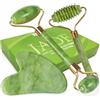 LAC FOR YOU Pietra Gua Sha Naturale Vera e Rullo Di Giada per il Viso - 2 Face Roller Massaggiatore Viso Antirughe e Contorno Occhi - 3 Pz Accessori Skin Care