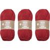 GLOREX 5 1004 52 - Set di 3 cotoni in 100% Cotone, ciascuno da 50 g in Rosso, Versatili, Morbidi e Lavabili