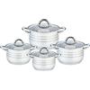 Maestro MR-3513-8 - Batteria da cucina in acciaio inox, 8 pezzi, induzione, 4 pentole, 4 coperchi in vetro, adatta per tutti i tipi di cucina, lavabile in lavastoviglie