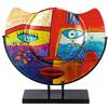 GILDE GLAS art Vaso decorativo in vetro su base in metallo - vaso per il viso - decorazione soggiorno - regalo per donne compleanno Natale - multicolore altezza 35 cm larghezza 39 cm