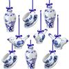 Funtery Decorazioni in porcellana blu e bianca, 9 pezzi, pendenti da appendere a forma di zucca autunnale, ornamenti in ceramica per albero di Natale e decorazioni autunnali (stile vivace)