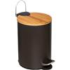 WELL HOME MOBILIARIO & DECORACIÓN WELL HOME - Cubo a pedale 3 l, con coperchio in bambù, moderno, nero