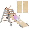 COSTWAY 3 in 1 Arrampicata Giocattolo a Triangolo per Bambini, Set di Arrampicata con Rampa di Scivolo a 2 Lati e Inclinazione Regolabile, Arrampicatore per Bambini 1 Anno+ (Grigio)