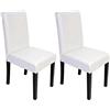 Mendler Set 2X sedie Littau Ecopelle Soggiorno Cucina Sala da Pranzo 56x43x90cm Bianco Piedi Scuri