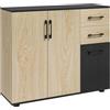 HOMCOM Credenza Moderna da Cucina e Soggiorno, Mobile Credenza da Cucina con Mensola Regolabile, 2 Armadietti e 2 Cassetti, Design Moderno, 90x30x75.5cm, Noce e Nero