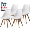 Albatros Sedie da Pranzo AARHUS Set di 4, Bianco con Gambe in Legno Massello, Faggio, Design Retrò Scandinavo