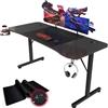 Devoko Scrivania Gaming 160 x 60 cm, Tavolo Gaming Ergonomica, Postazione con Piano del Tavolo in Fibra di Carbonio, Scrivania per Computer con Porta Bicchiere e Ganci per Cuffie, Nero